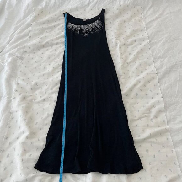 Vintage Wet Seal Crystal-Adorned Ribbed Maxi Dress – Y2K Glam Goth Revival, S/M - Picture 10 of 12